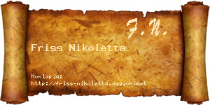 Friss Nikoletta névjegykártya